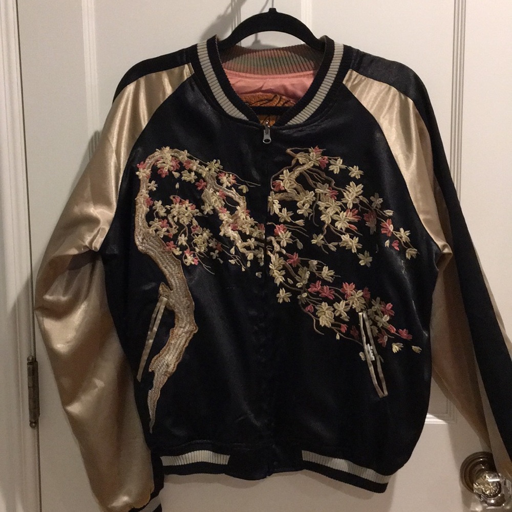 LF reversible satin bomber jacket